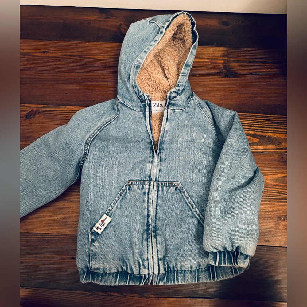 Zara denim/sheepskin zip jacket